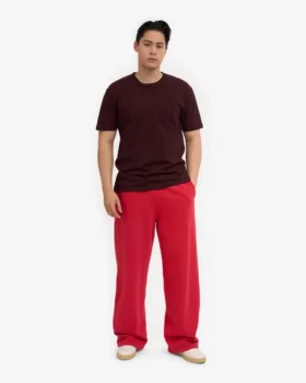 Pantalones de chándal de corte recto de algodón orgánico – Rojo escarlata