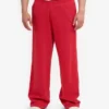 Pantalones de chándal de corte recto de algodón orgánico - Rojo escarlata