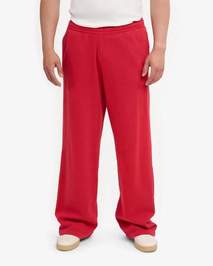 Pantalones de chándal de corte recto de algodón orgánico - Rojo escarlata