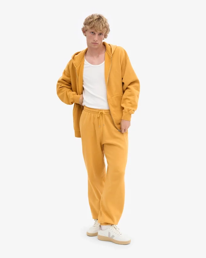 Pantalones de chándal holgados de algodón orgánico - Amarillo quemado