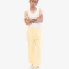 Pantalones de chándal holgados de algodón orgánico - Amarillo suave