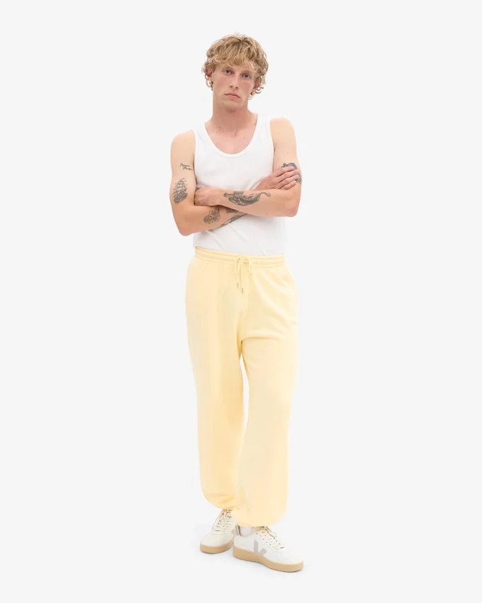 Pantalones de chándal holgados de algodón orgánico - Amarillo suave