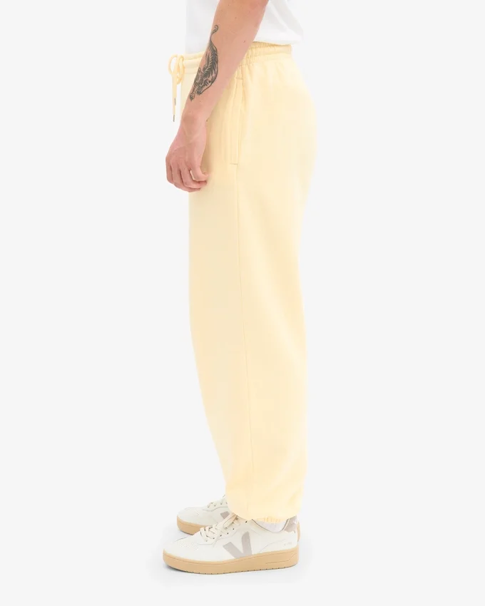 Pantalones de chándal holgados de algodón orgánico - Amarillo suave
