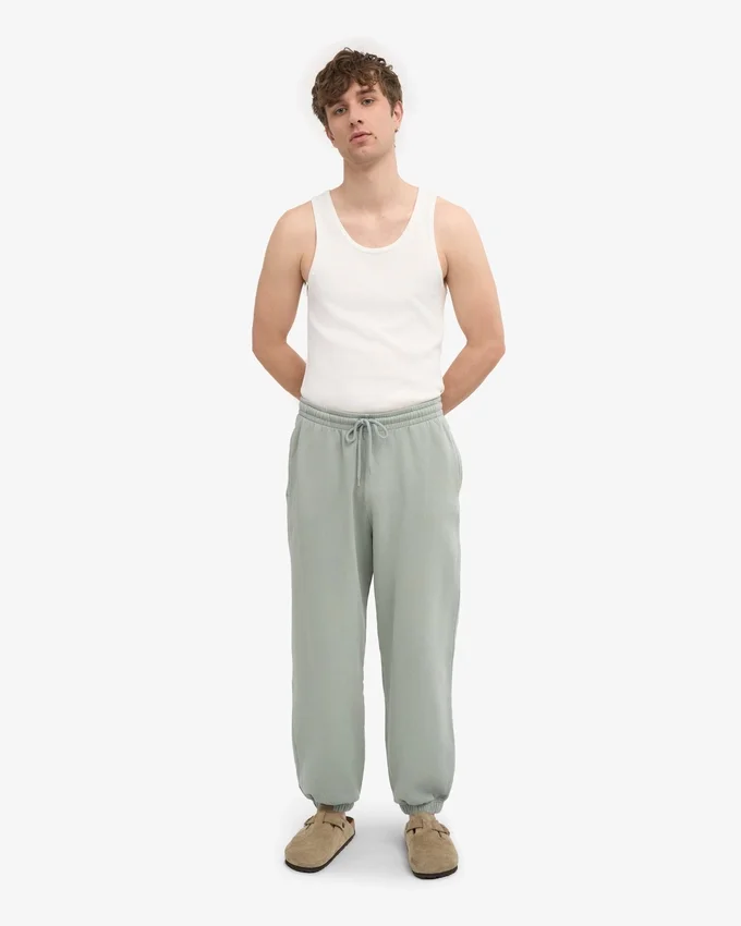 Pantalones de chándal holgados de algodón orgánico - Azul acero