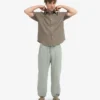 Pantalones de chándal holgados de algodón orgánico - Azul acero