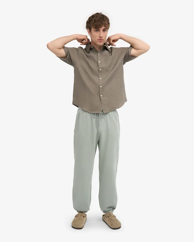 Pantalones de chándal holgados de algodón orgánico - Azul acero