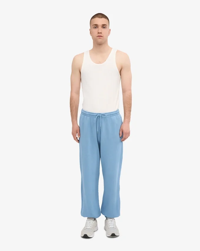 Pantalones de chándal holgados de algodón orgánico - Azul mar