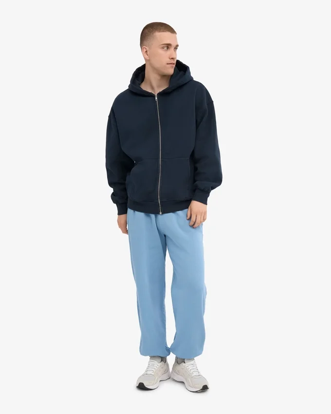 Pantalones de chándal holgados de algodón orgánico - Azul mar
