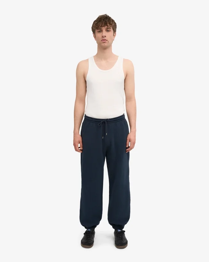Pantalones de chándal holgados de algodón orgánico - Azul marino