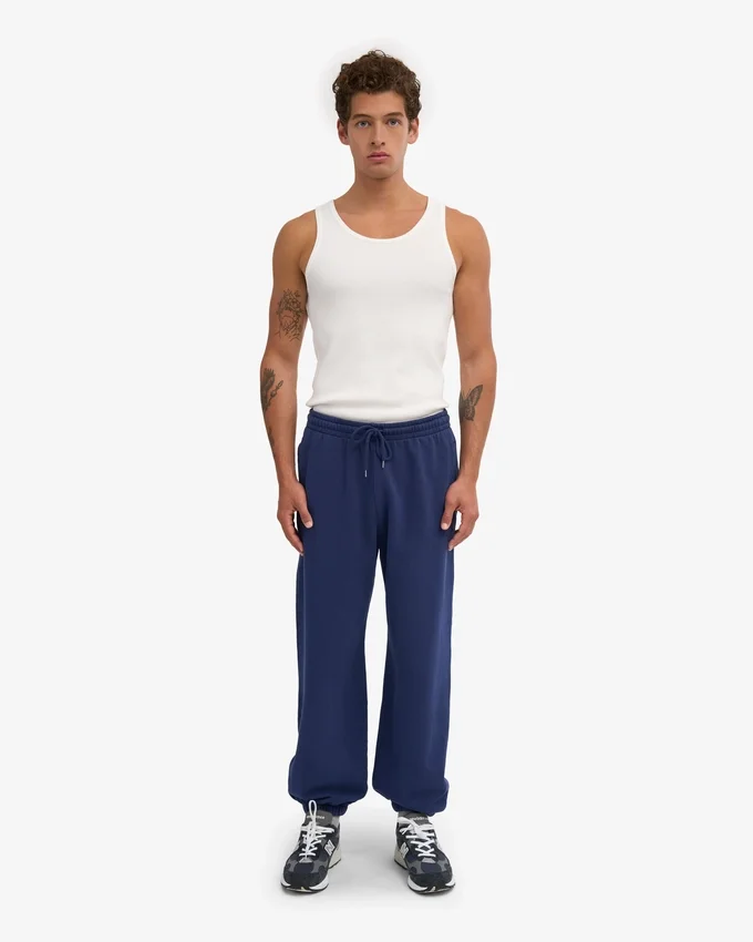 Pantalones de chándal holgados de algodón orgánico - Azul marino