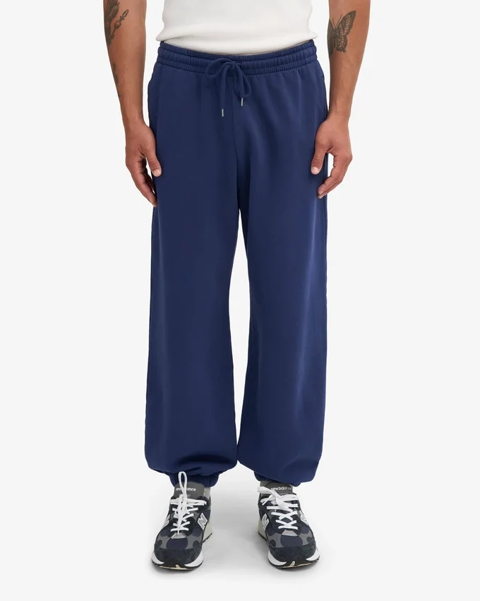 Pantalones de chándal holgados de algodón orgánico - Azul marino