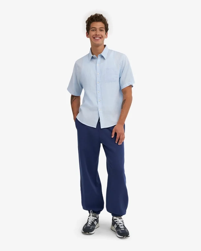 Pantalones de chándal holgados de algodón orgánico - Azul marino