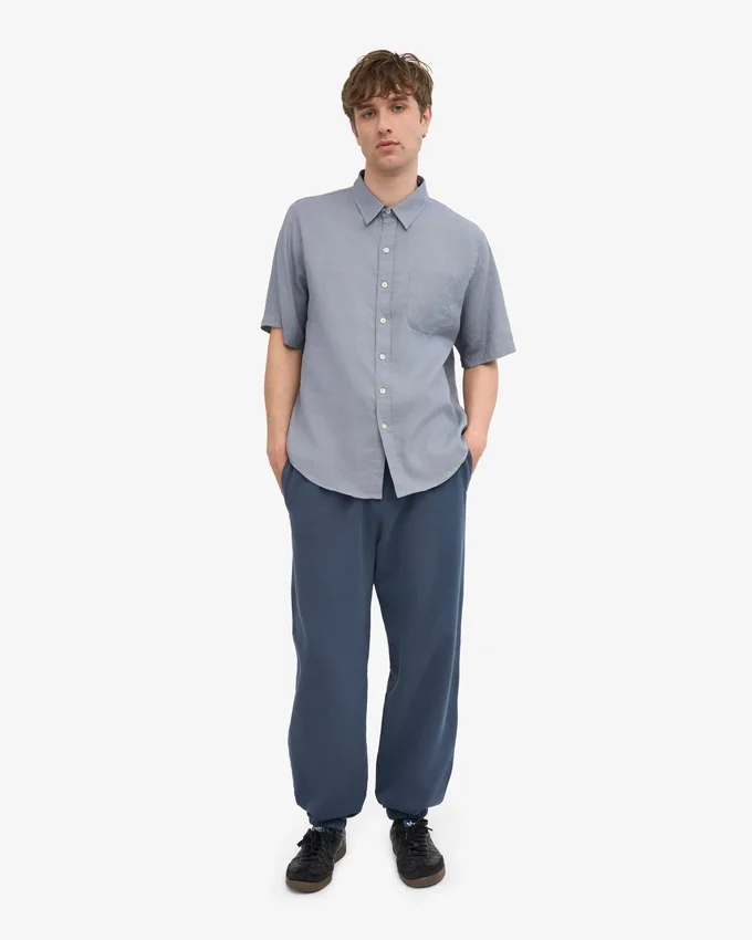 Pantalones de chándal holgados de algodón orgánico - Azul petróleo