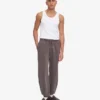 Pantalones de chándal holgados de algodón orgánico - Barro descolorido