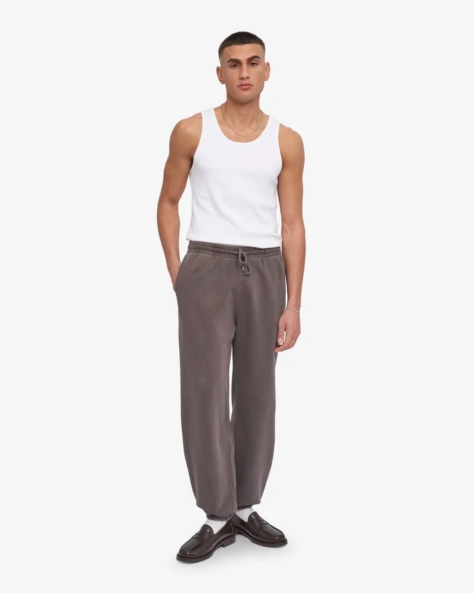 Pantalones de chándal holgados de algodón orgánico - Barro descolorido