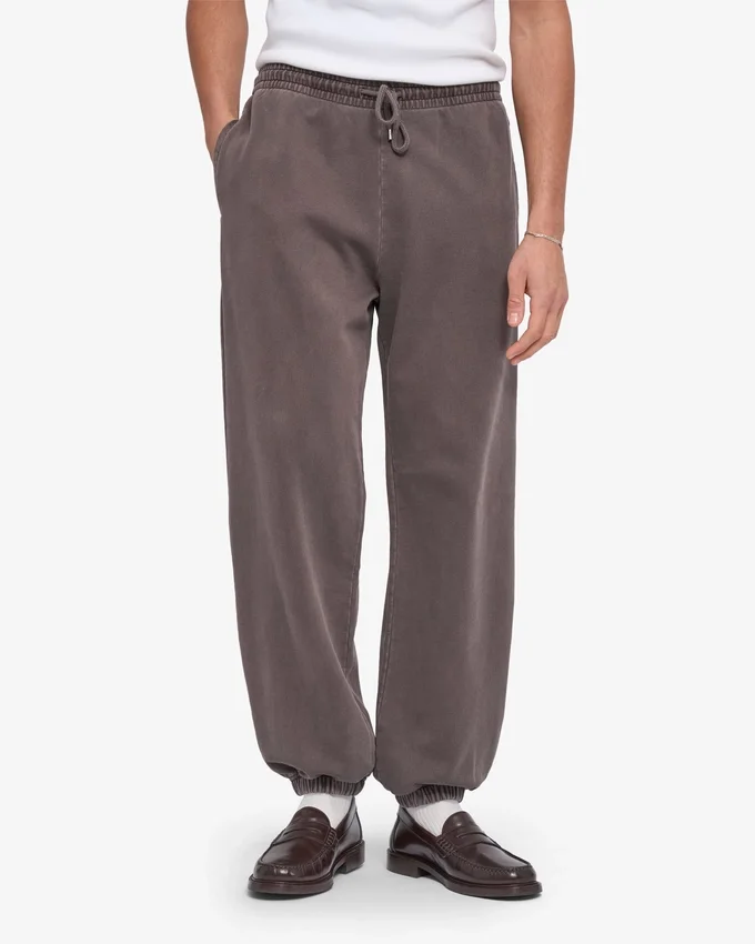 Pantalones de chándal holgados de algodón orgánico - Barro descolorido