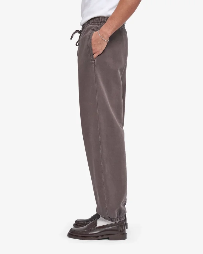 Pantalones de chándal holgados de algodón orgánico - Barro descolorido