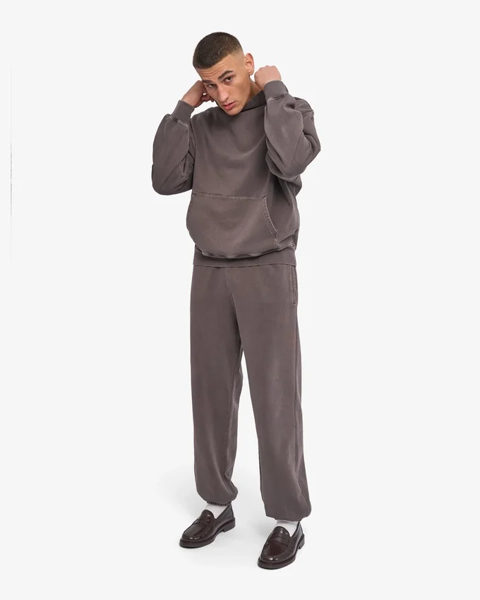 Pantalones de chándal holgados de algodón orgánico - Barro descolorido