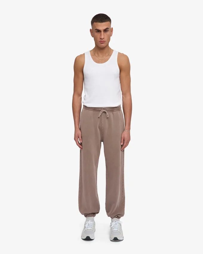Pantalones de chándal holgados de algodón orgánico - Caqui descolorido