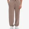 Pantalones de chándal holgados de algodón orgánico - Caqui descolorido