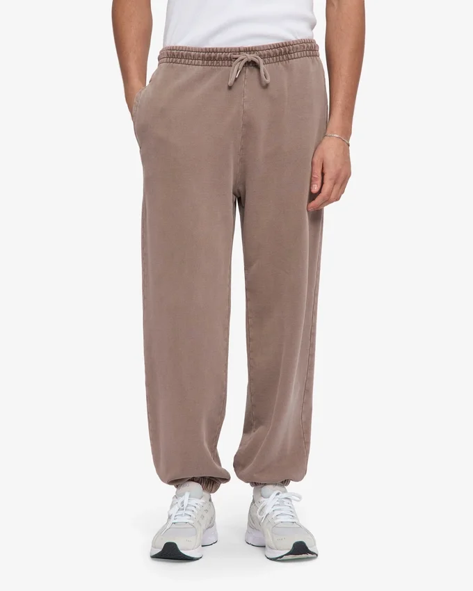 Pantalones de chándal holgados de algodón orgánico - Caqui descolorido