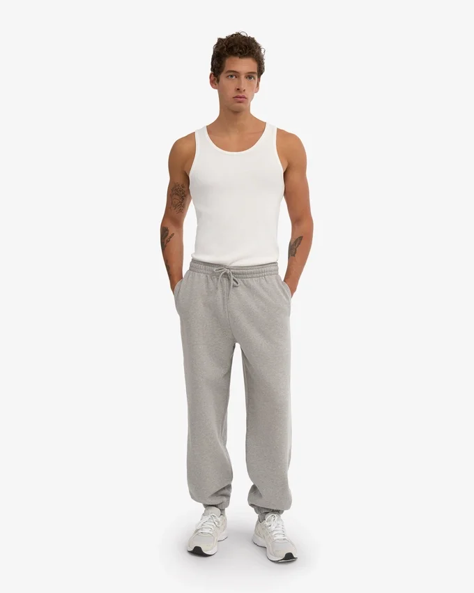 Pantalones de chándal holgados de algodón orgánico - Gris jaspeado