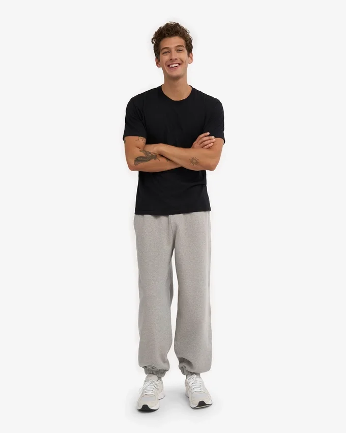 Pantalones de chándal holgados de algodón orgánico - Gris jaspeado
