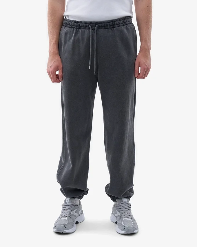 Pantalones de chándal holgados de algodón orgánico - Negro descolorido