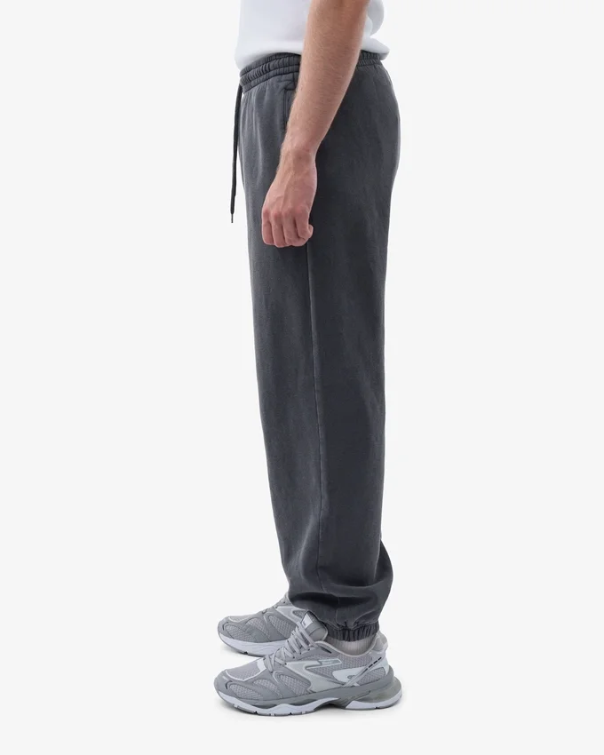 Pantalones de chándal holgados de algodón orgánico - Negro descolorido