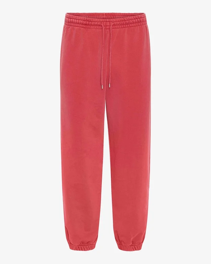 Pantalones de chándal holgados de algodón orgánico - Rojo descolorido