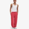 Pantalones de chándal holgados de algodón orgánico - Rojo descolorido