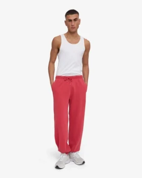 Pantalones de chándal holgados de algodón orgánico – Rojo descolorido