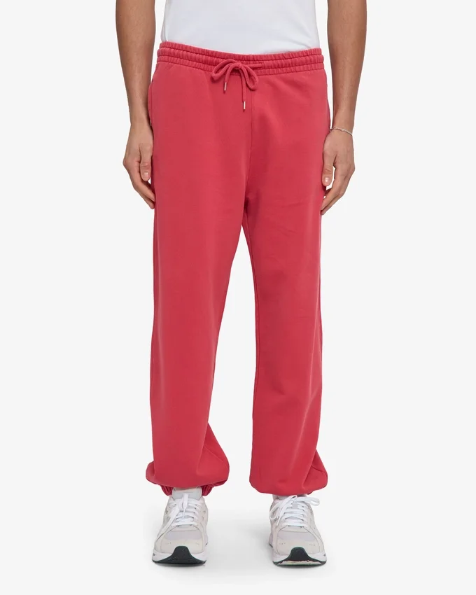 Pantalones de chándal holgados de algodón orgánico - Rojo descolorido