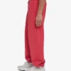 Pantalones de chándal holgados de algodón orgánico - Rojo descolorido