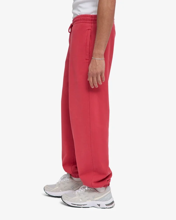 Pantalones de chándal holgados de algodón orgánico - Rojo descolorido