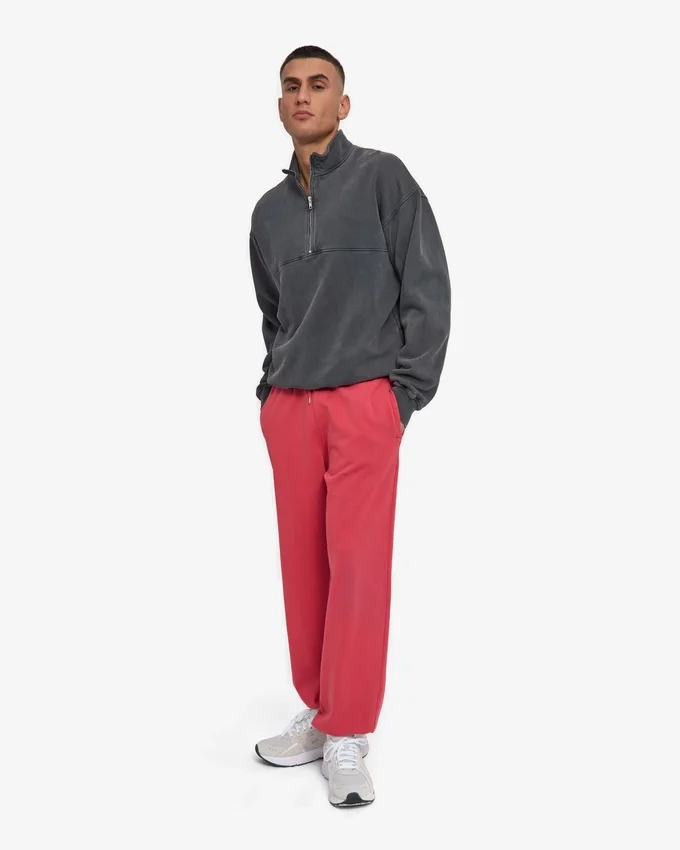 Pantalones de chándal holgados de algodón orgánico - Rojo descolorido