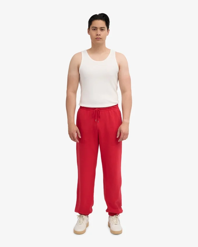 Pantalones de chándal holgados de algodón orgánico - Rojo escarlata