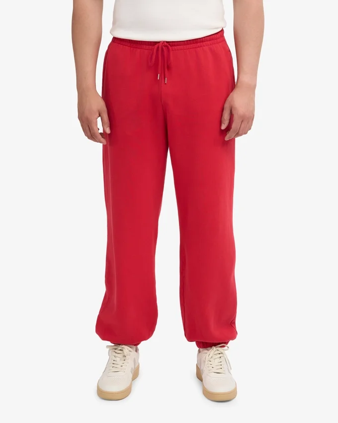 Pantalones de chándal holgados de algodón orgánico - Rojo escarlata