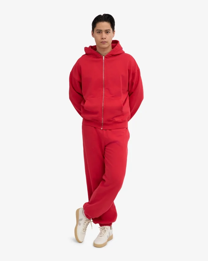 Pantalones de chándal holgados de algodón orgánico - Rojo escarlata