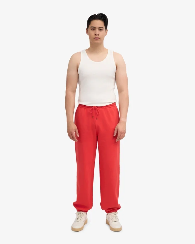 Pantalones de chándal holgados de algodón orgánico - Rojo mandarina