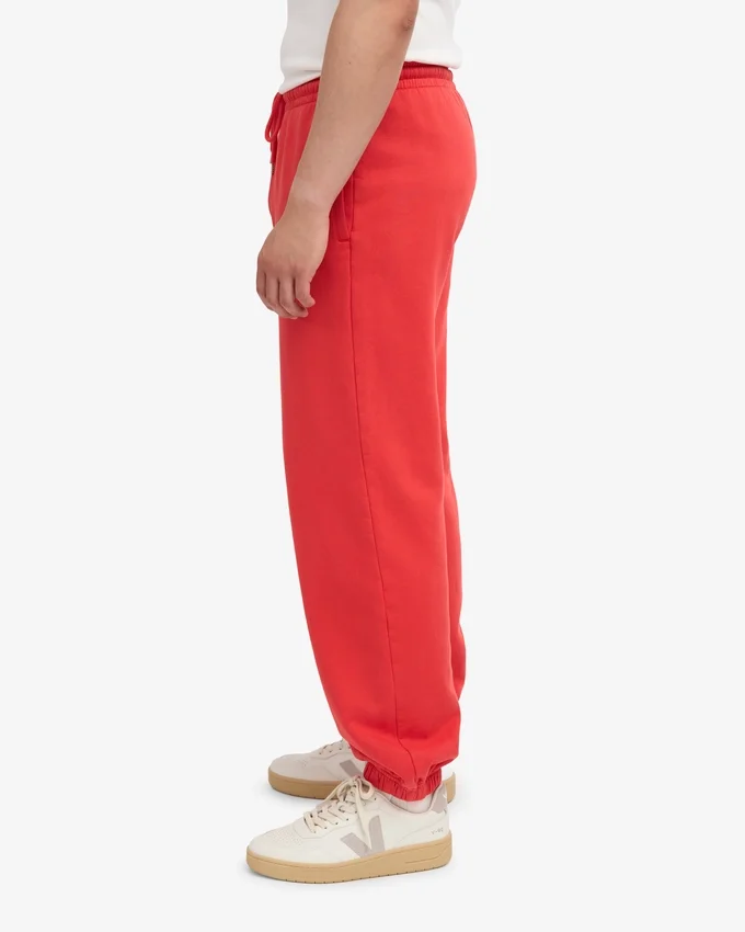 Pantalones de chándal holgados de algodón orgánico - Rojo mandarina