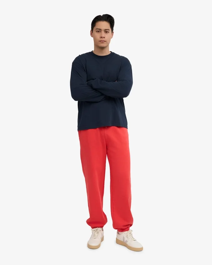 Pantalones de chándal holgados de algodón orgánico - Rojo mandarina