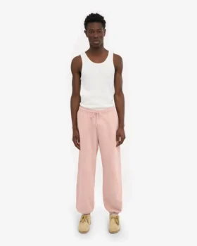Pantalones de chándal holgados de algodón orgánico – Rosa descolorido