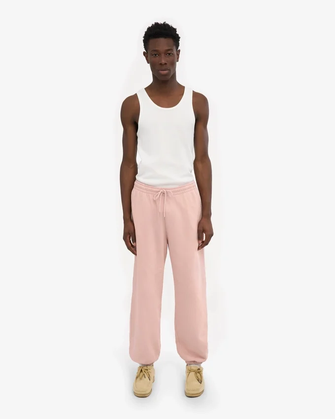 Pantalones de chándal holgados de algodón orgánico - Rosa descolorido