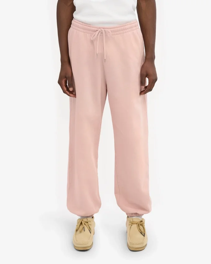 Pantalones de chándal holgados de algodón orgánico - Rosa descolorido