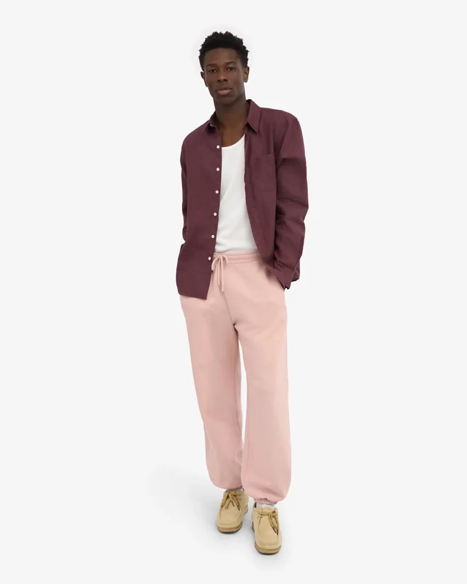 Pantalones de chándal holgados de algodón orgánico - Rosa descolorido
