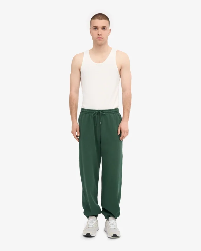 Pantalones de chándal holgados de algodón orgánico - Verde esmeralda