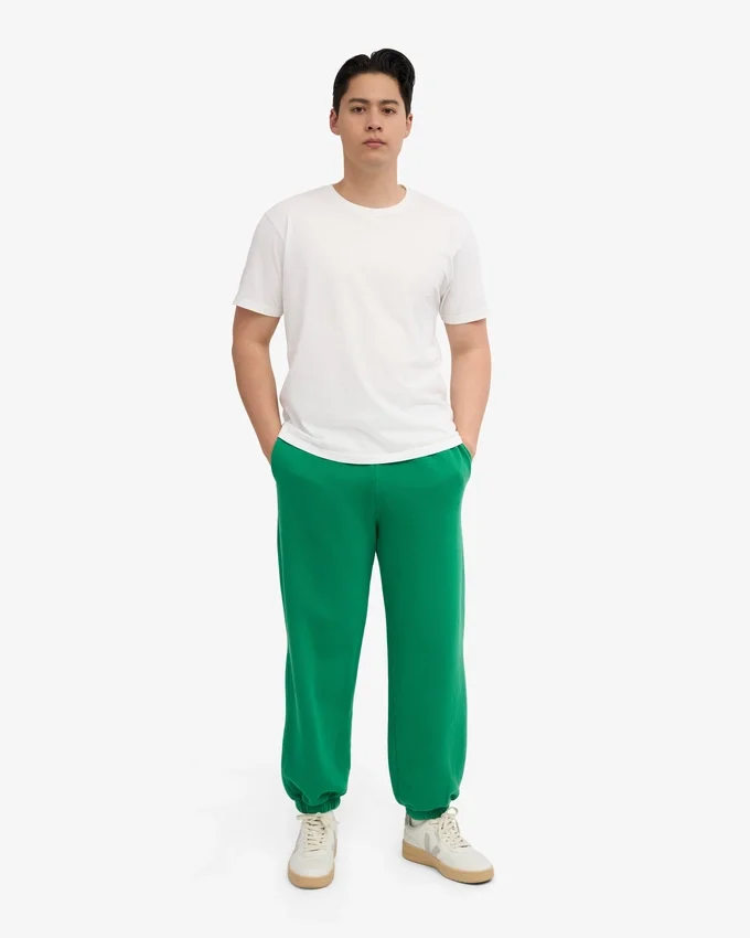 Pantalones de chándal holgados de algodón orgánico - Verde Kelly