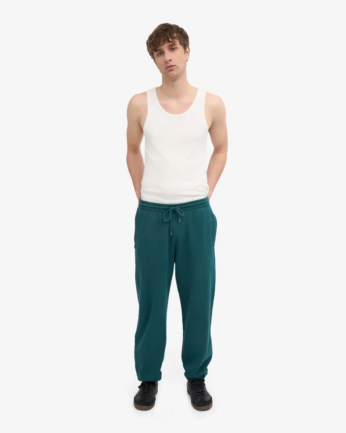 Pantalones de chándal holgados de algodón orgánico - Verde océano