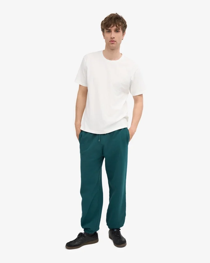 Pantalones de chándal holgados de algodón orgánico - Verde océano